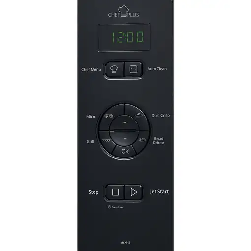 Microondas Chef Plus con grill Encimera 25 L 800 W negro 76157 MCP 345BL WHIRLPOOL