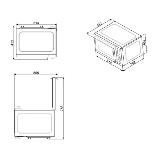Microondas Acero inoxidable con grill Encimera 25 L 900 W Inox/Acero MOE25X SMEG