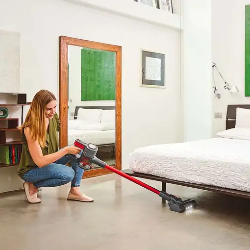 Aspiradora escoba 2 en 1 Batería SR550  Secar EPA Sin bolsa Negro, Rojo  POLTI