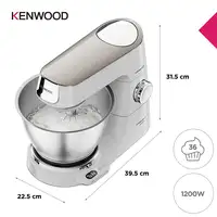 Kenwood Titanium Chef Baker robot de cocina 1200 W 5 L Plata Balanza integrada