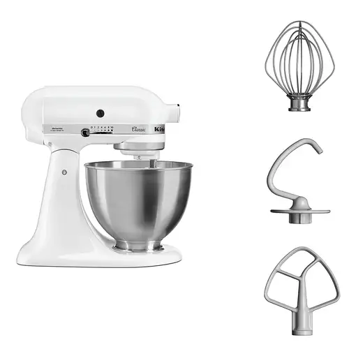 KitchenAid 5K45SSEWH Batidora de varillas 275 W Metálico, Blanco