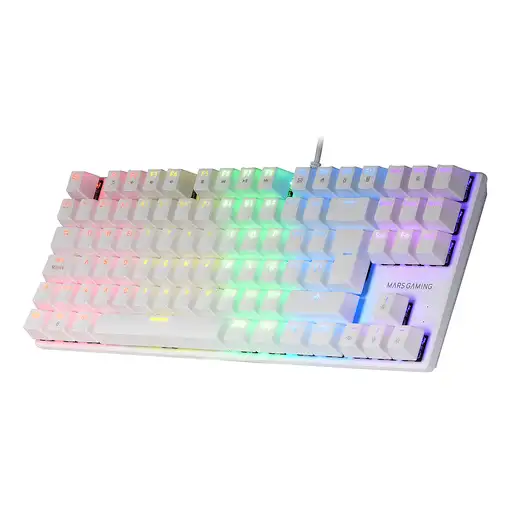 Mars Gaming MK80 Blanco, Teclado Gaming Mecánico TKL FRGB, Antighosting, Switch Me