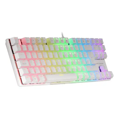 Mars Gaming MK80 Blanco, Teclado Gaming Mecánico TKL FRGB, Antighosting, Switch Me