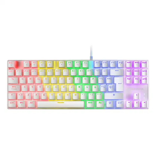Mars Gaming MK80 Blanco, Teclado Gaming Mecánico TKL FRGB, Antighosting, Switch Me