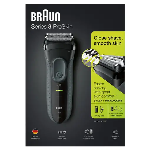 Braun Series 3 ProSkin 3000s Máquina de afeitar de láminas Negro