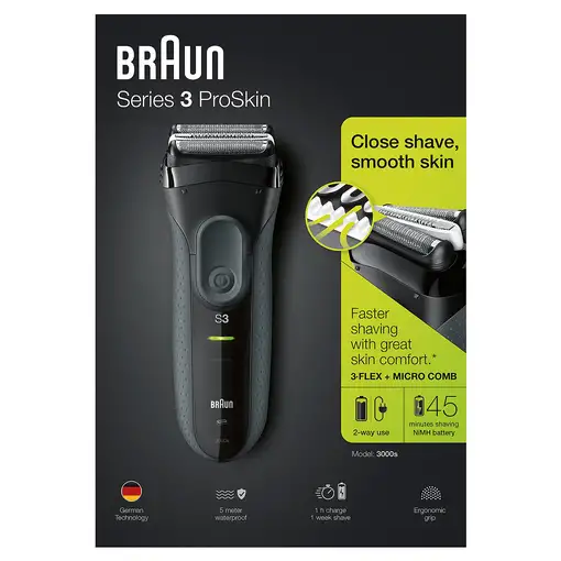 Braun Series 3 ProSkin 3000s Máquina de afeitar de láminas Negro