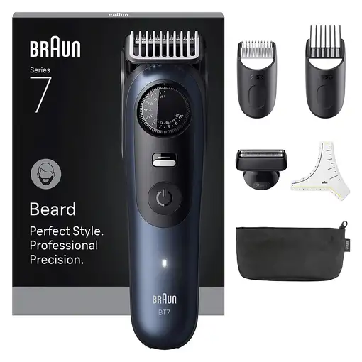 Braun BeardTrimmer 7 BT7520 Batería 40 2 cm Mojado y seco Negro, Azul