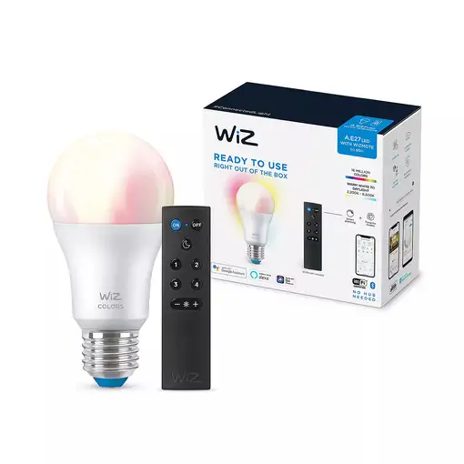 WiZ Bombilla 8 W (Equiv. 60 W) A60 E27 x1 + mando a distancia