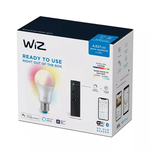 WiZ Bombilla 8 W (Equiv. 60 W) A60 E27 x1 + mando a distancia