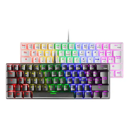 Mars Gaming MK60 Blanco, Teclado Gaming Mecánico FRGB, Antighosting, Switch Mecáni