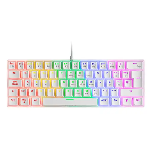 Mars Gaming MK60 Blanco, Teclado Gaming Mecánico FRGB, Antighosting, Switch Mecáni