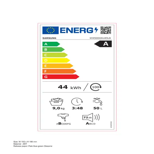 Samsung WW90DG6U85LB lavadora Carga frontal 9 kg 1400 RPM Negro