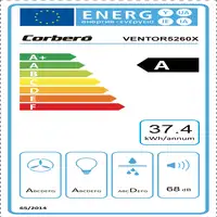 Corbero VENTOR5260X campana Encastrada Acero inoxidable A 620,6 m³/h