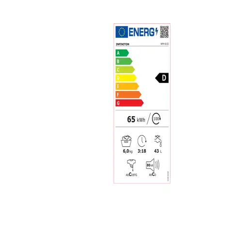 Infiniton WM-61D lavadora Carga frontal 6 kg 1000 RPM Blanco