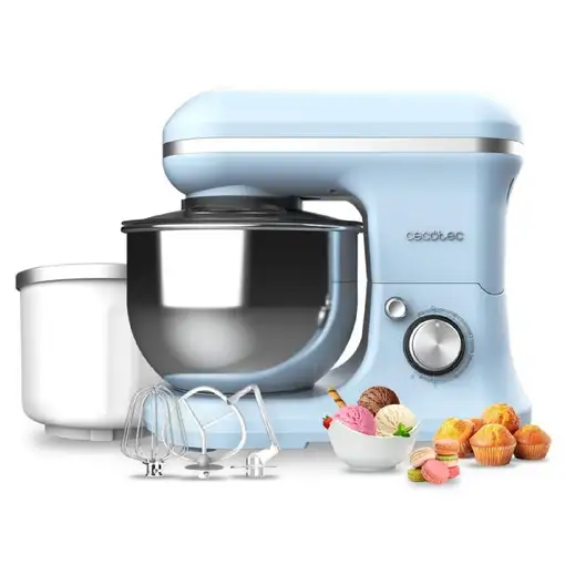 Robot amasador azul 1200W, bol inox de 5L, Cecomixer Merengue CECOTEC