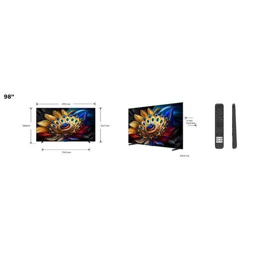 TCL C65 98C655 Televisor 2,49 m (98") 4K Ultra HD Smart TV Wifi Titanio 450 cd / m