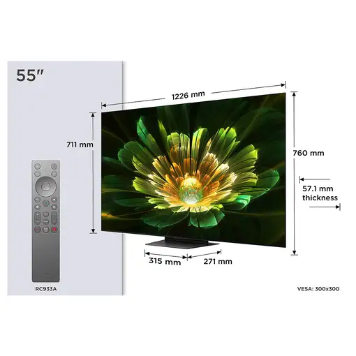 Televisor QD-Mini LED 55'' 4K Ultra HD Metálico Smart 55C79K TCL