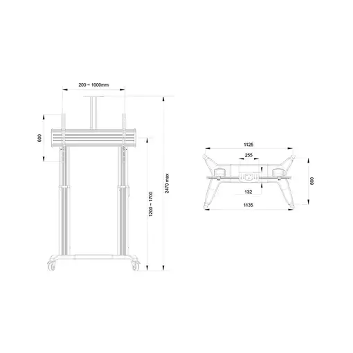 Multibrackets 3120 soporte para TV 2,79 m (110") Negro