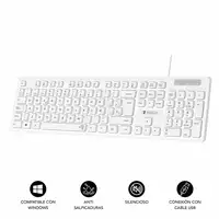 Teclado Business Slim Silencioso Con Cable Usb  Blanco