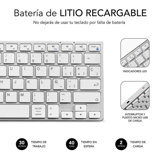 Teclado Advance Compact Aluminio  BlancoPlata