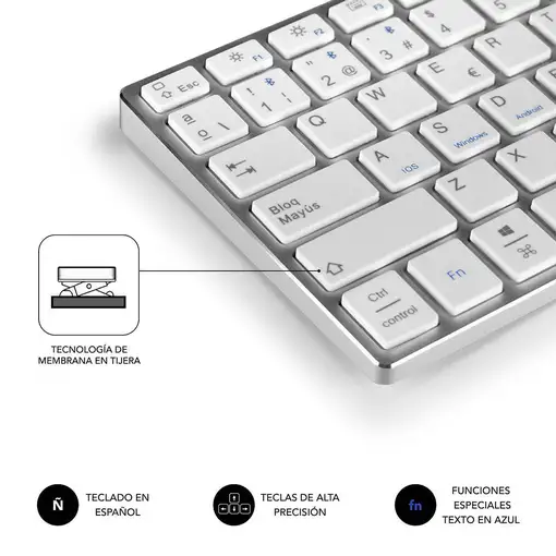 Teclado Advance Compact Aluminio  BlancoPlata