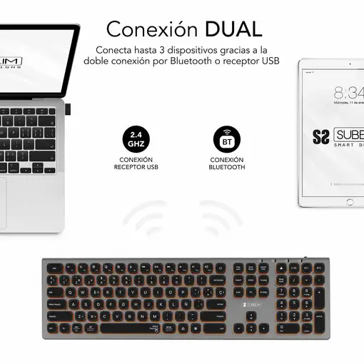 Teclado Bluetooth/2.4G Master Iluminado Extendido  GrisNegro