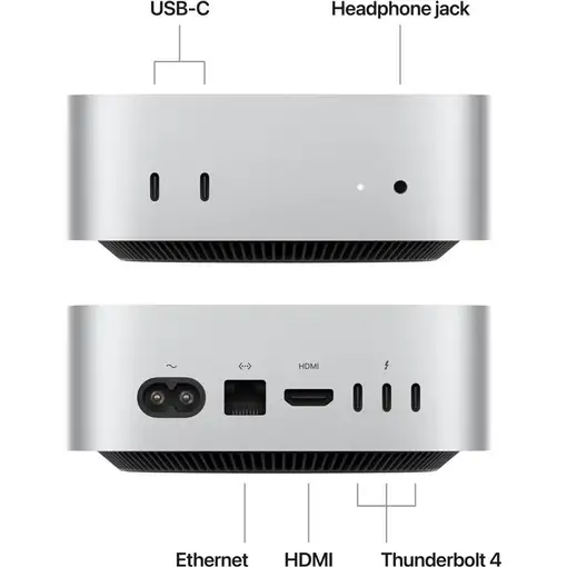 Apple Mac mini Apple M M4 16 GB 256 GB SSD macOS Sequoia Mini PC Plata