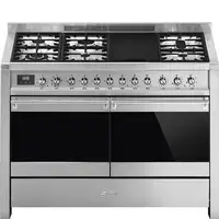 Smeg A4-81 cocina Cocina independiente Encimera de gas Negro, Acero inoxidable
