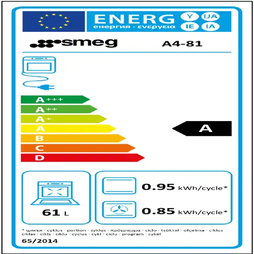 Smeg A4-81 cocina Cocina independiente Encimera de gas Negro, Acero inoxidable