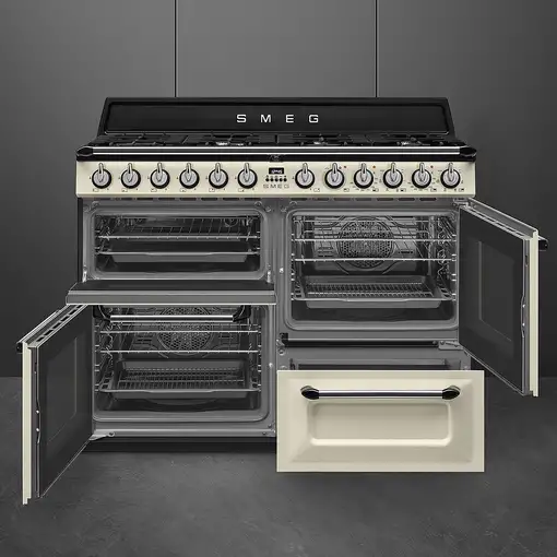 Smeg TR4110P1 cocina Cocina independiente Eléctrico Encimera de gas Negro, Crema d