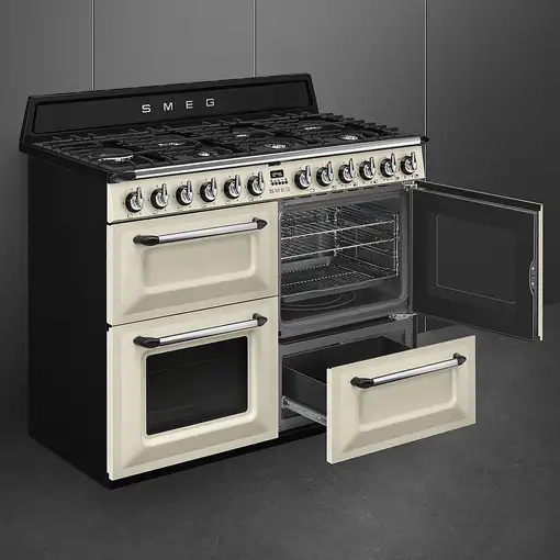Smeg TR4110P1 cocina Cocina independiente Eléctrico Encimera de gas Negro, Crema d