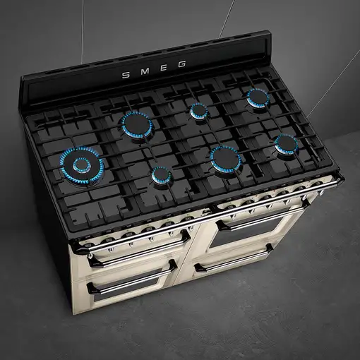 Smeg TR4110P1 cocina Cocina independiente Eléctrico Encimera de gas Negro, Crema d