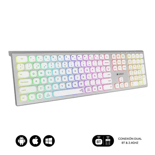 Teclado Bluetooth/2.4G Master Iluminado Extendido  BlancoPlata
