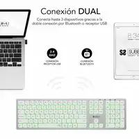 Teclado Bluetooth/2.4G Master Iluminado Extendido  BlancoPlata