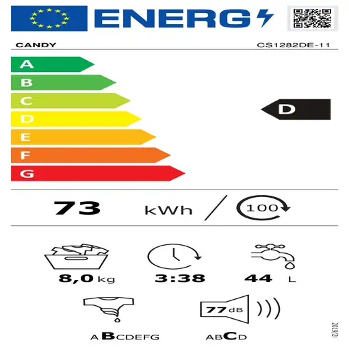 Lavadora carga frontal 8 kg 1200 RPM Blanco 31010615 CANDY