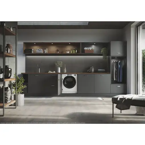 Haier HWDQ90B416FWB lavadora-secadora Integrado Carga frontal Blanco D