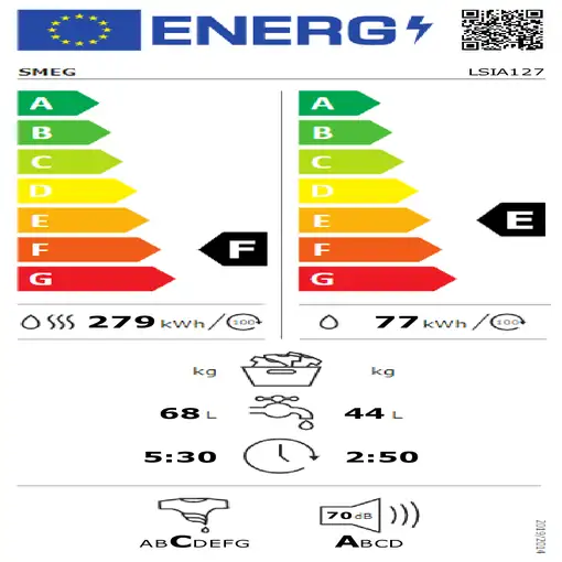 Lavadora-secadoras 4 / 7 kg 1200 rpm Blanco LSIA127 SMEG
