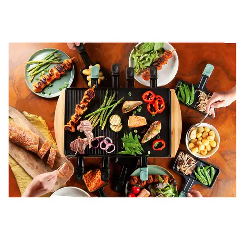 Domo DO9246G parrilla de interior 8 personas(s) 1200 W Negro, Madera
