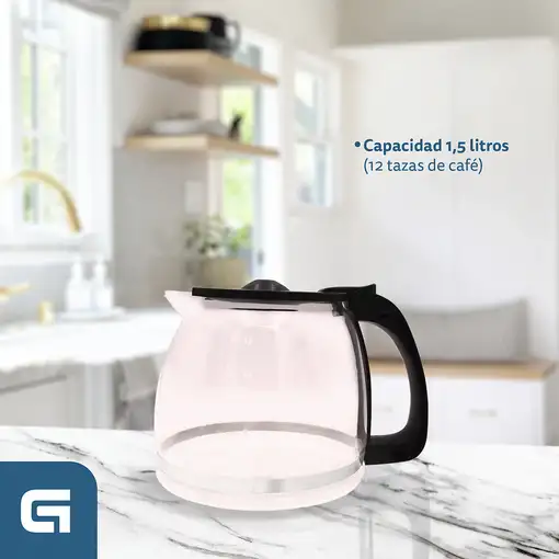 Cafetera de goteo blanca, 800 W, 12 tazas, CAF-BAROMA GRUNKEL