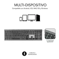 Teclado Pure Extended  Extendido Inalámbrico Bluetooth  GrisNegro