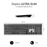 Teclado Pure Extended  Extendido Inalámbrico Bluetooth  GrisNegro