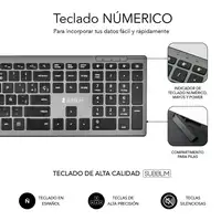 Teclado Pure Extended  Extendido Inalámbrico Bluetooth  GrisNegro