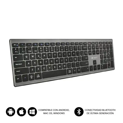 Teclado Pure Extended  Extendido Inalámbrico Bluetooth  GrisNegro