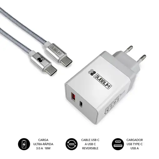 Cargador Smart Charger Pd18W+ 2.4A + C To C  Blanco