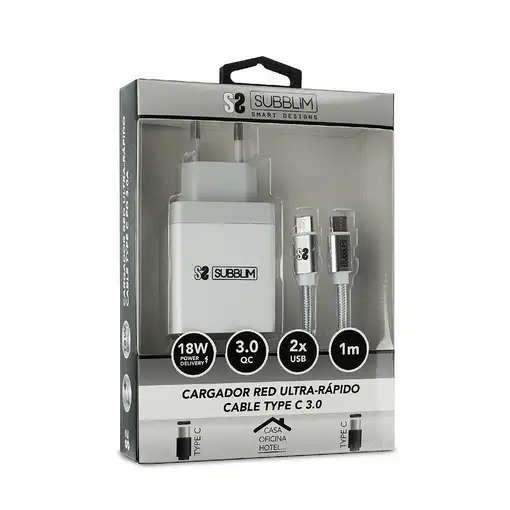 Cargador Smart Charger Pd18W+ 2.4A + C To C  Blanco