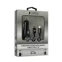 Cargador Coche Dual Pd Car Charger Pd18W+2.4A + Cable C To C  Negro