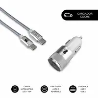 Cargador Coche Dual Pd Car Charger Pd18W+2.4A + Cable C To C  Blanco