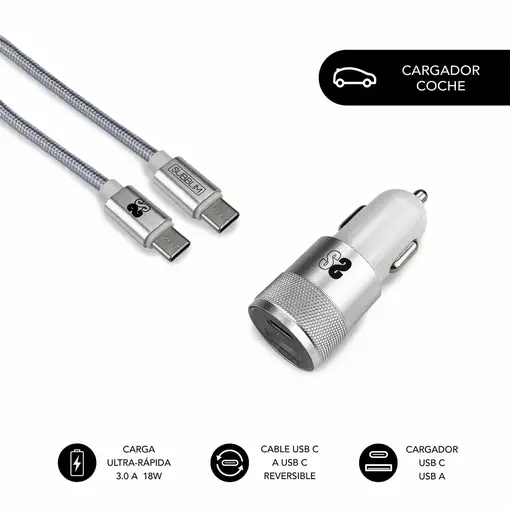 Cargador Coche Dual Pd Car Charger Pd18W+2.4A + Cable C To C  Blanco