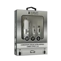 Cargador Coche Dual Pd Car Charger Pd18W+2.4A + Cable C To C  Blanco