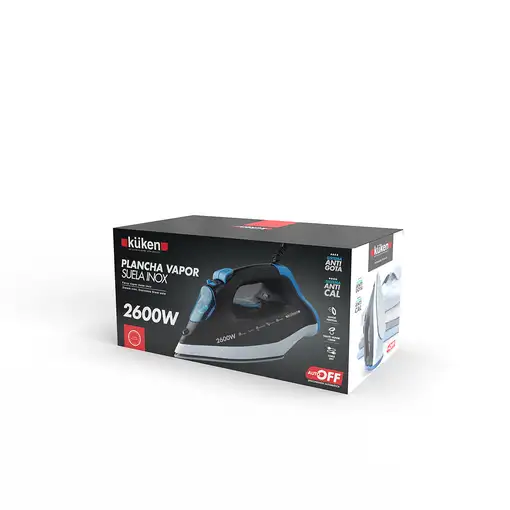 Plancha seco suela de acero inoxidable 2600 W Negro 36089 KÜKEN